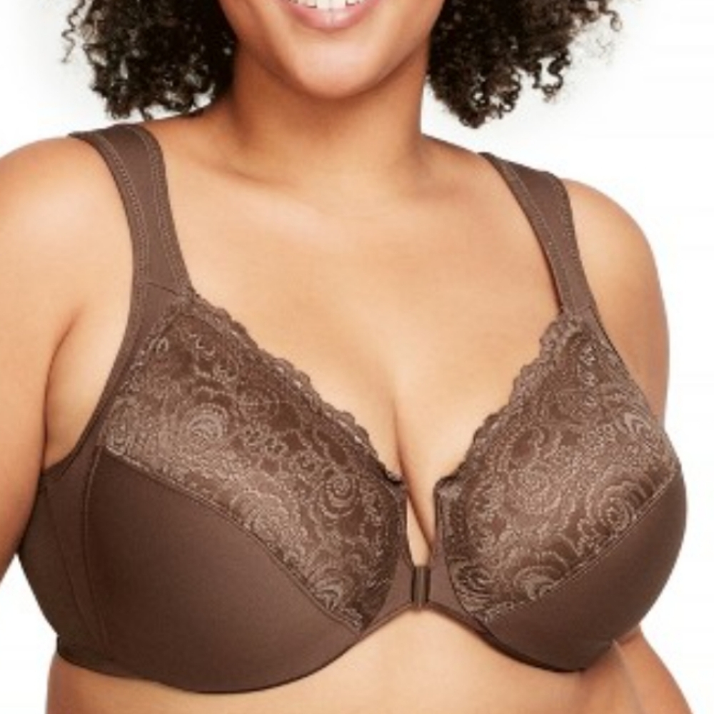 Glamorize front close wonder wire bra. Brown. 1245 36G